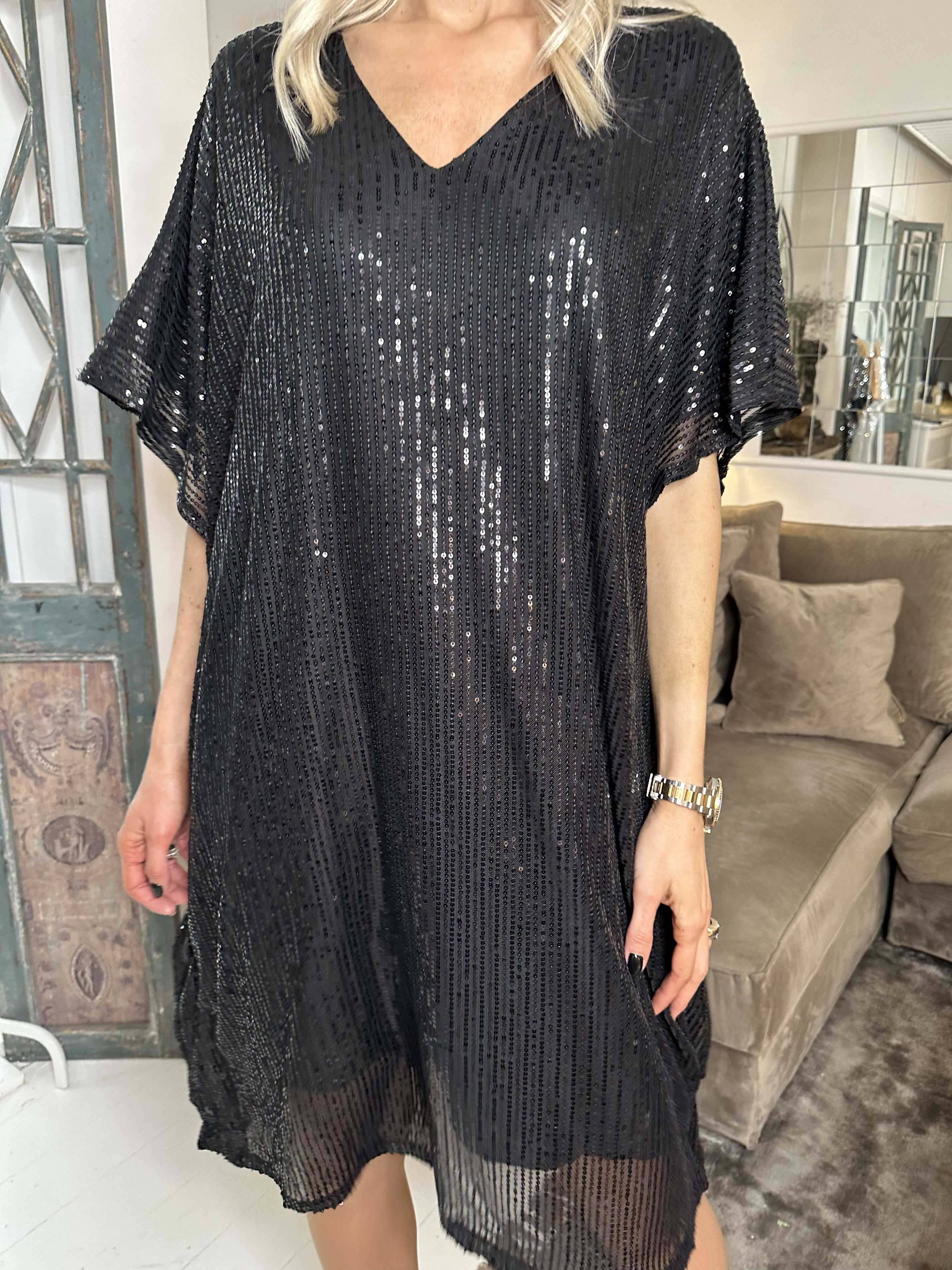 Azmina - Tunikakjole i løs pasform med pailletter